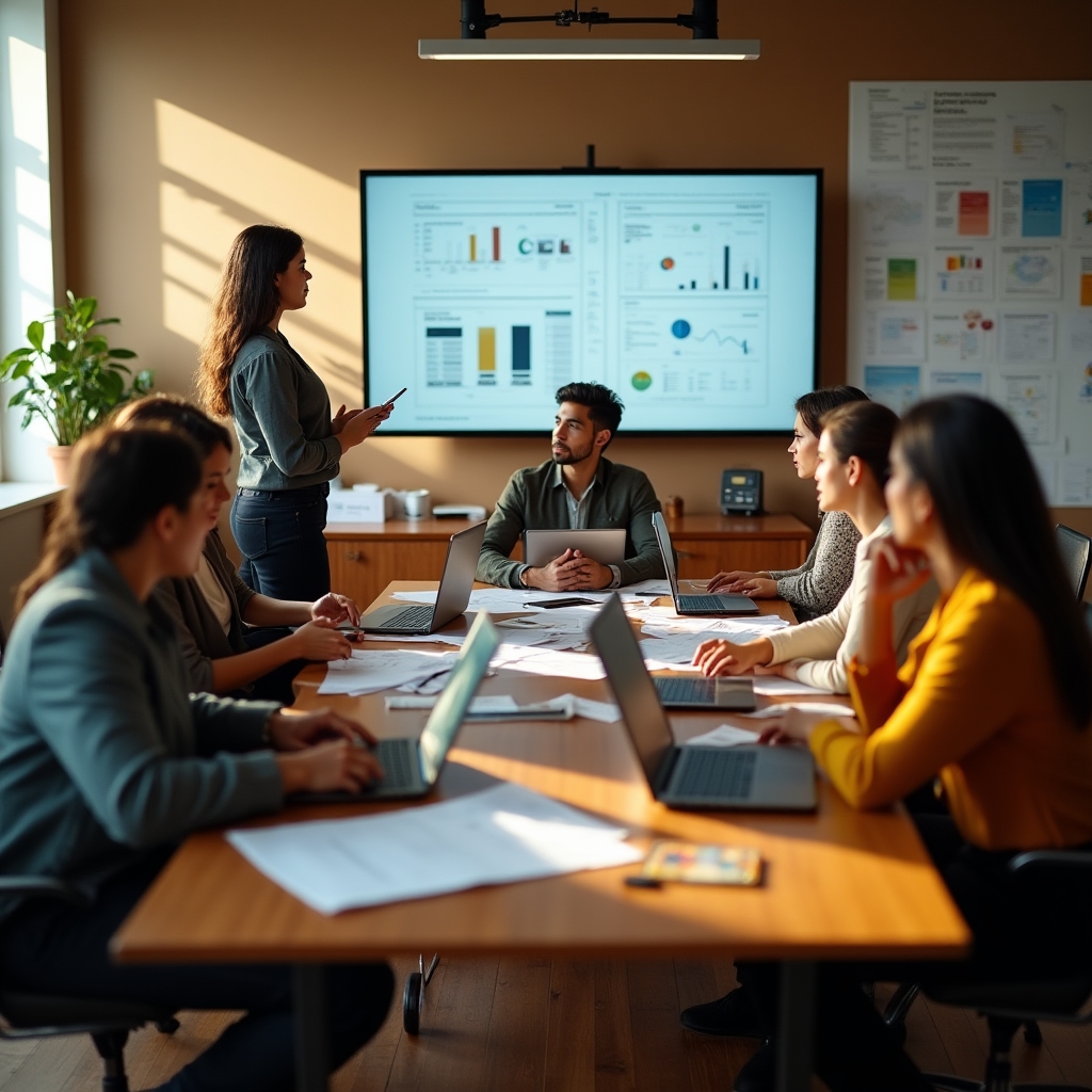 Grup de participanți la un atelier de raportare